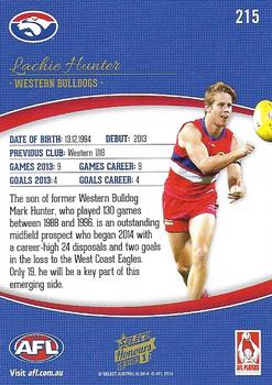 2014 Select AFL Honours Series 1 #215 Lachie Hunter Back